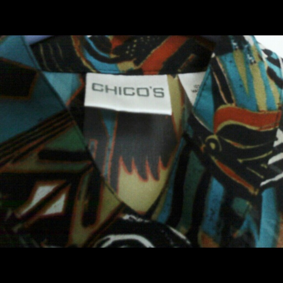 CHICO'S Picasso print Silk SHEER LONG SLEEVE BLOUSE top PABLO PICASSO - Picture 3 of 5